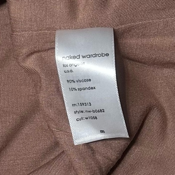 NWT Naked Wardrobe Brown Mock Neck Cinching Smoothing Viscose Bodysuit M - Picture 4 of 5